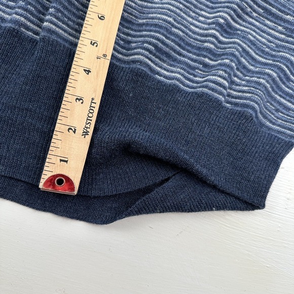 Grayers Mens Merino Wool Sweater XXL V-neck Blue Indigo Pocket 2XL 3D Stripes - Picture 6 of 8